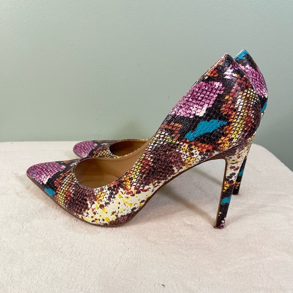 Steven Madden Poet Multicolor Snake Embossed Pointed Toe Stiletto Heel Pumps 9.5 - Picture 6 of 9